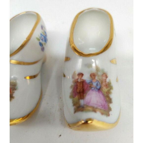 LIMOGES FRANCE RARE MINATURE PORCELAIN SLIPPERS SET OF TWO - Picture 2 of 10